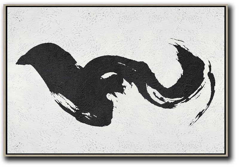 Hand-Painted Contemporary Art,Oversized Horizontal Minimal Art On Canvas - Original Abstract Painting Canvas Art